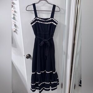 Chic and Twirly Black Maxi with White Ribbon Trim